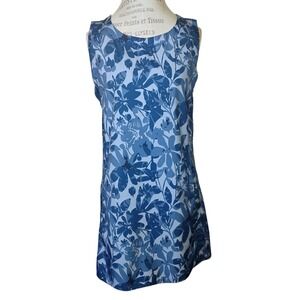 Ripskirt Sun Dress Womens Medium Blue Hawaiian Floral Sleeveless Tropical Beachy